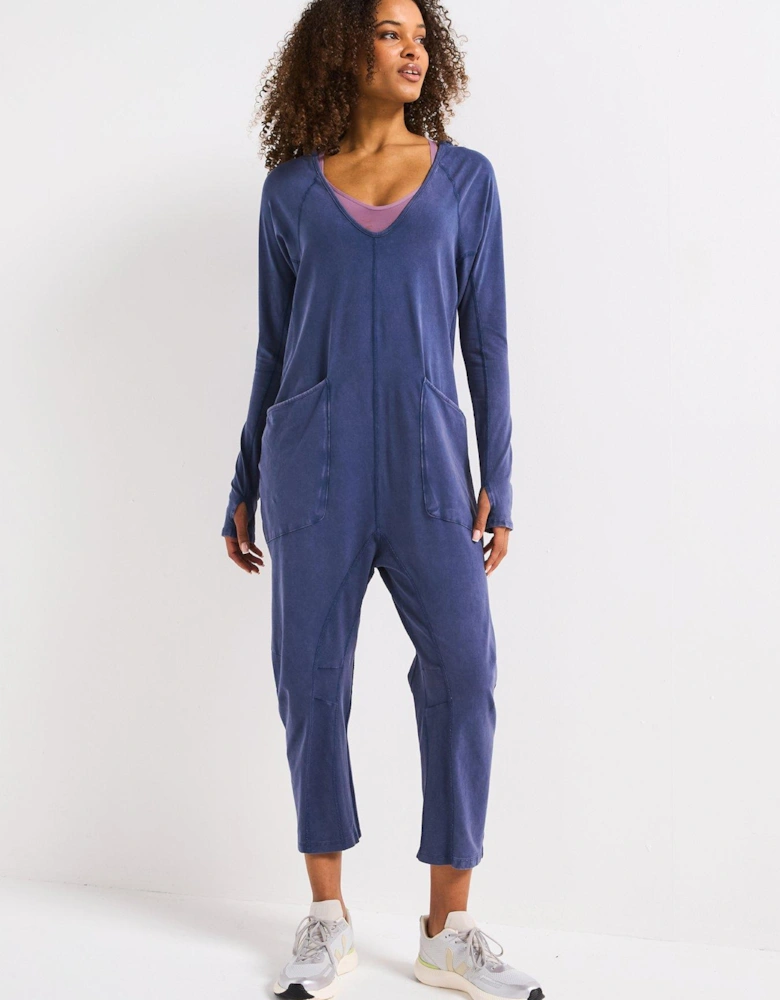 Womens Training Hot Shot Long Sleeve Jumpsuit - Navy