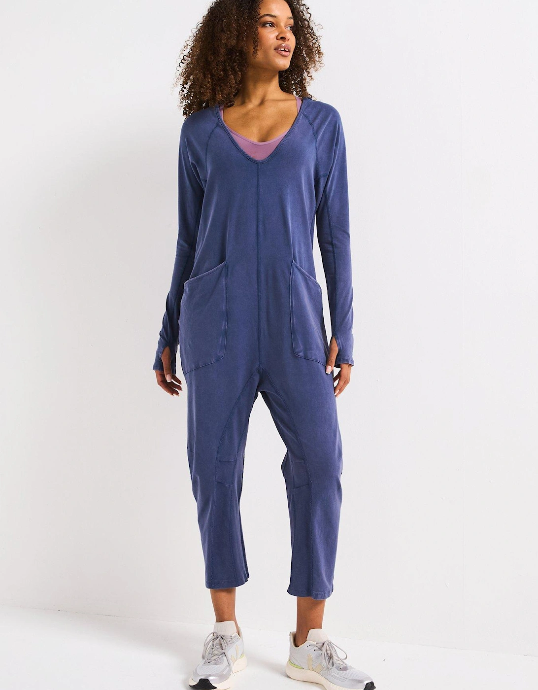 Womens Training Hot Shot Long Sleeve Jumpsuit - Navy