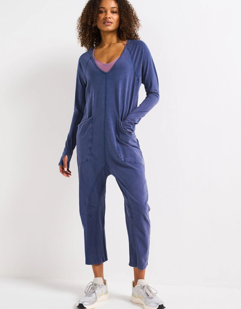 Womens Training Hot Shot Long Sleeve Jumpsuit - Navy