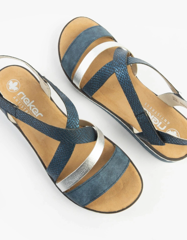 V3663-14 Womens Sandals Blue/Silver