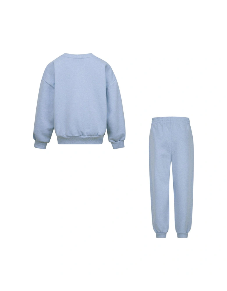 Kids Essential Fleece Crew Tracksuit - Blue