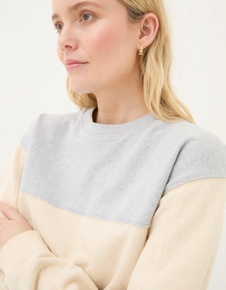 Colour Block Crew Sweat - Beige - Pink