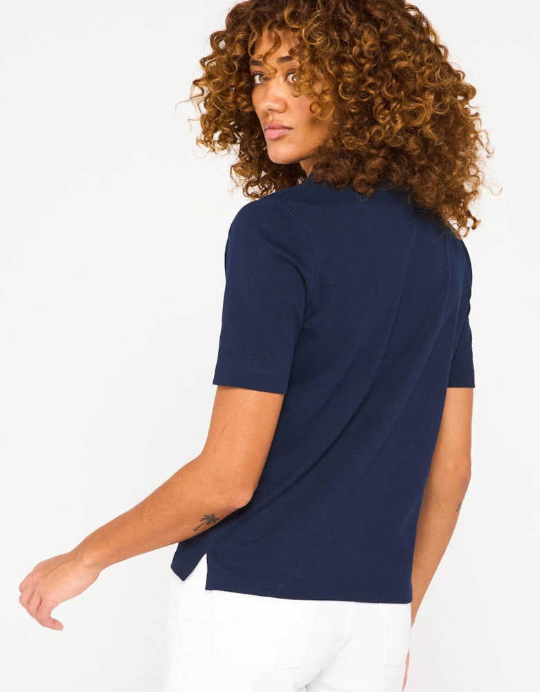 Slim Fit Polo Top - Navy