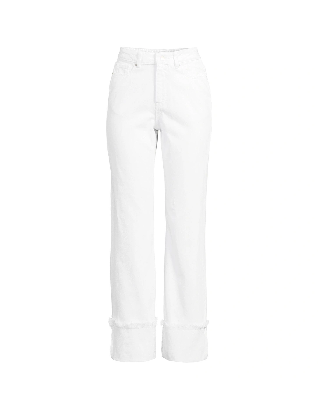 Fray Turn Up Denim Wide Leg Jean - White