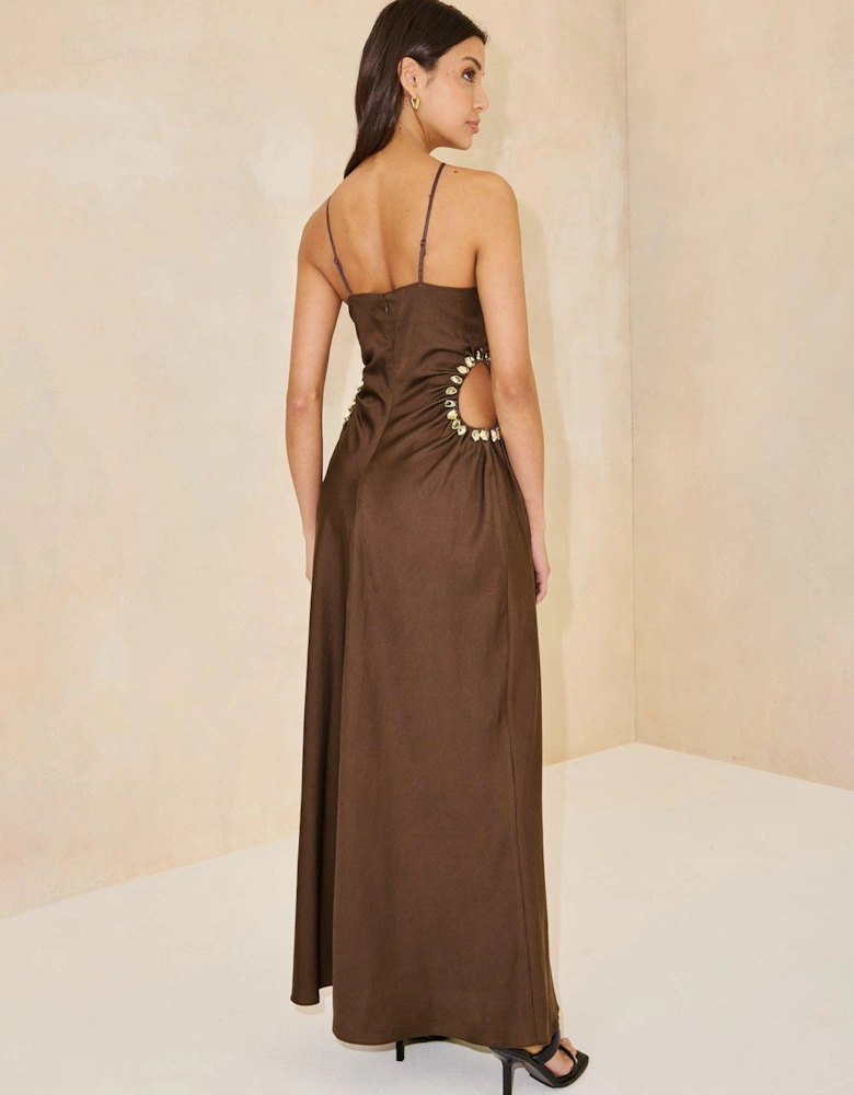 Strappy Cut Out Dress - Brown 