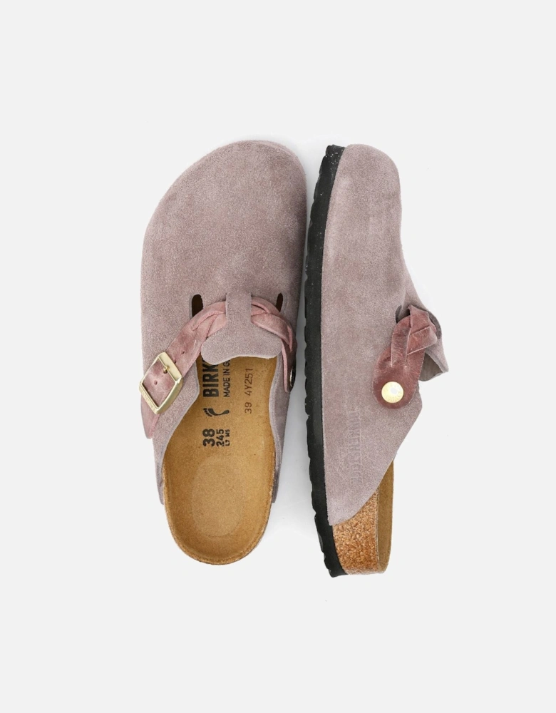 Braided Suede Women's Purple Narrow Fit Clogs