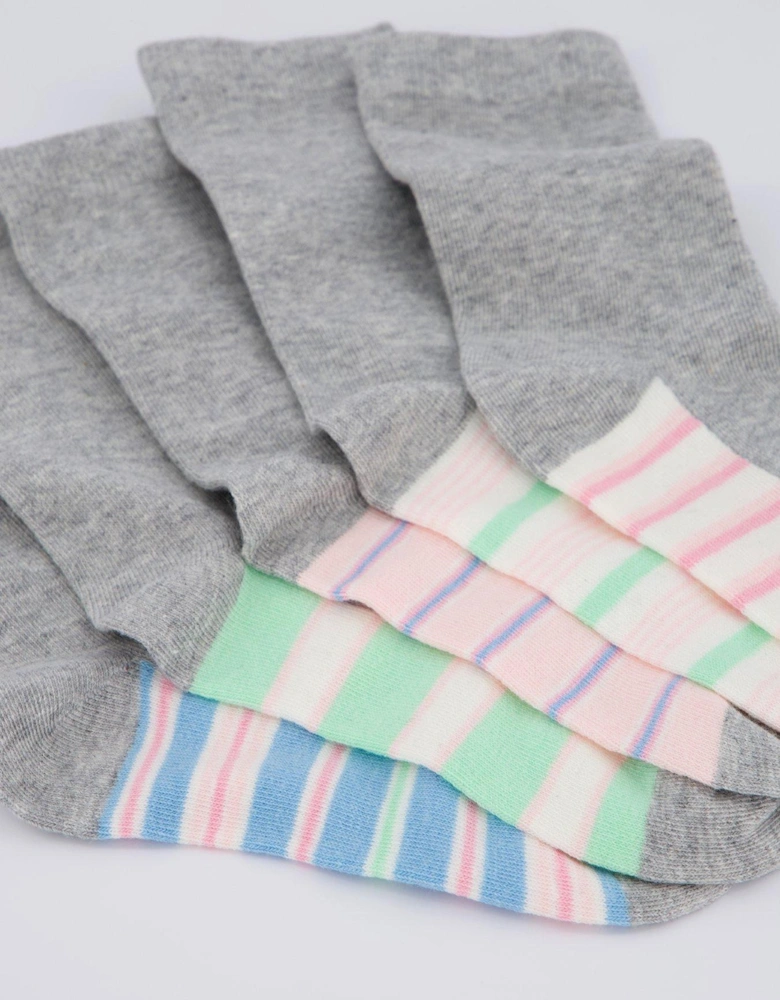 5Pk Printed Ankle Socks - Grey