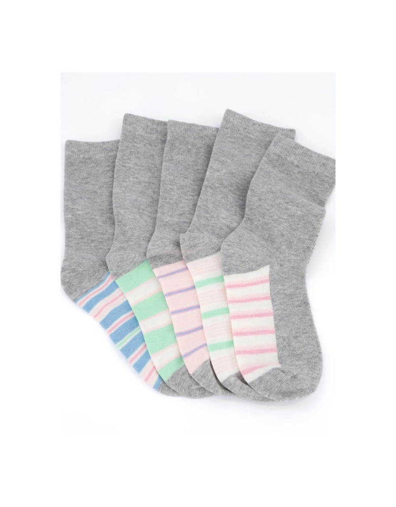 5Pk Printed Ankle Socks - Grey