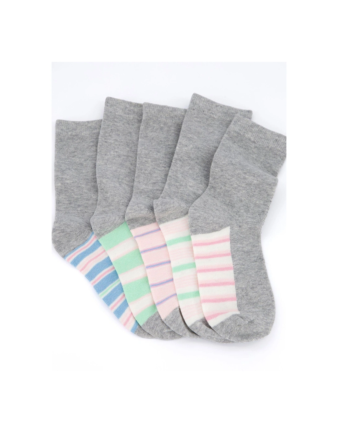 5Pk Printed Ankle Socks - Grey