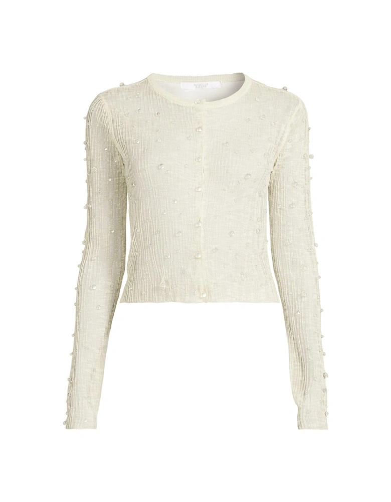 Beaded Long Sleeve Cardigan - Green