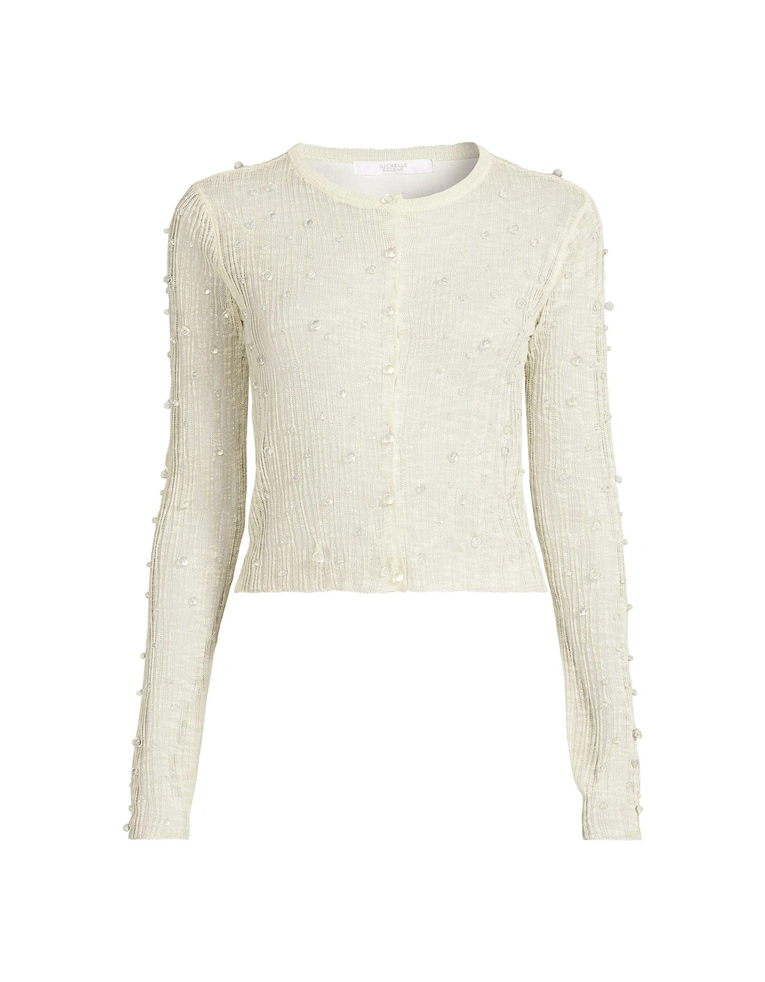 Beaded Long Sleeve Cardigan - Green