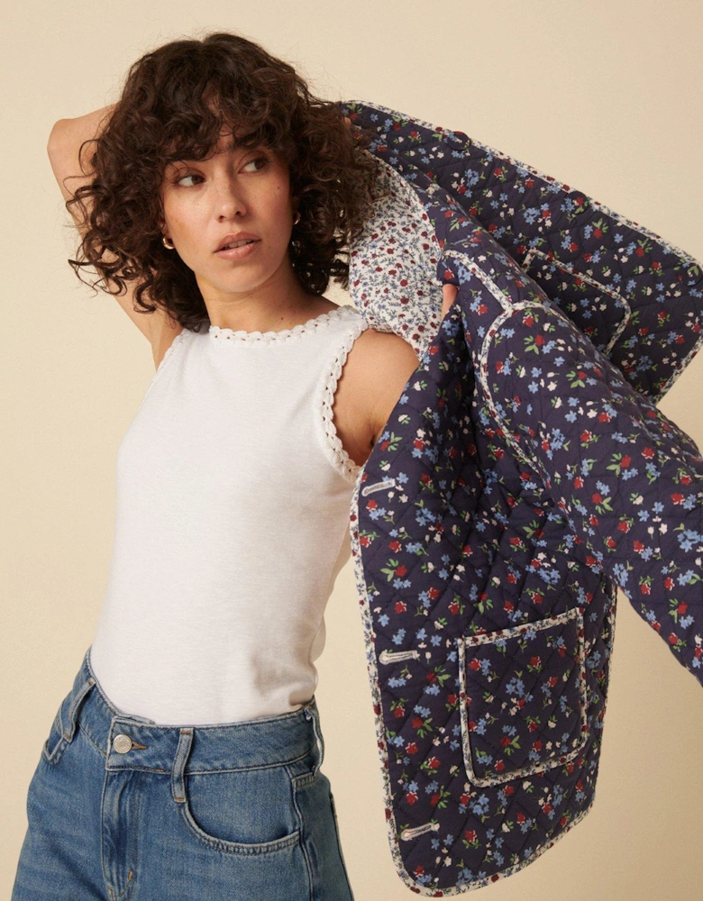 Quilted Reversible Jacket - Cream