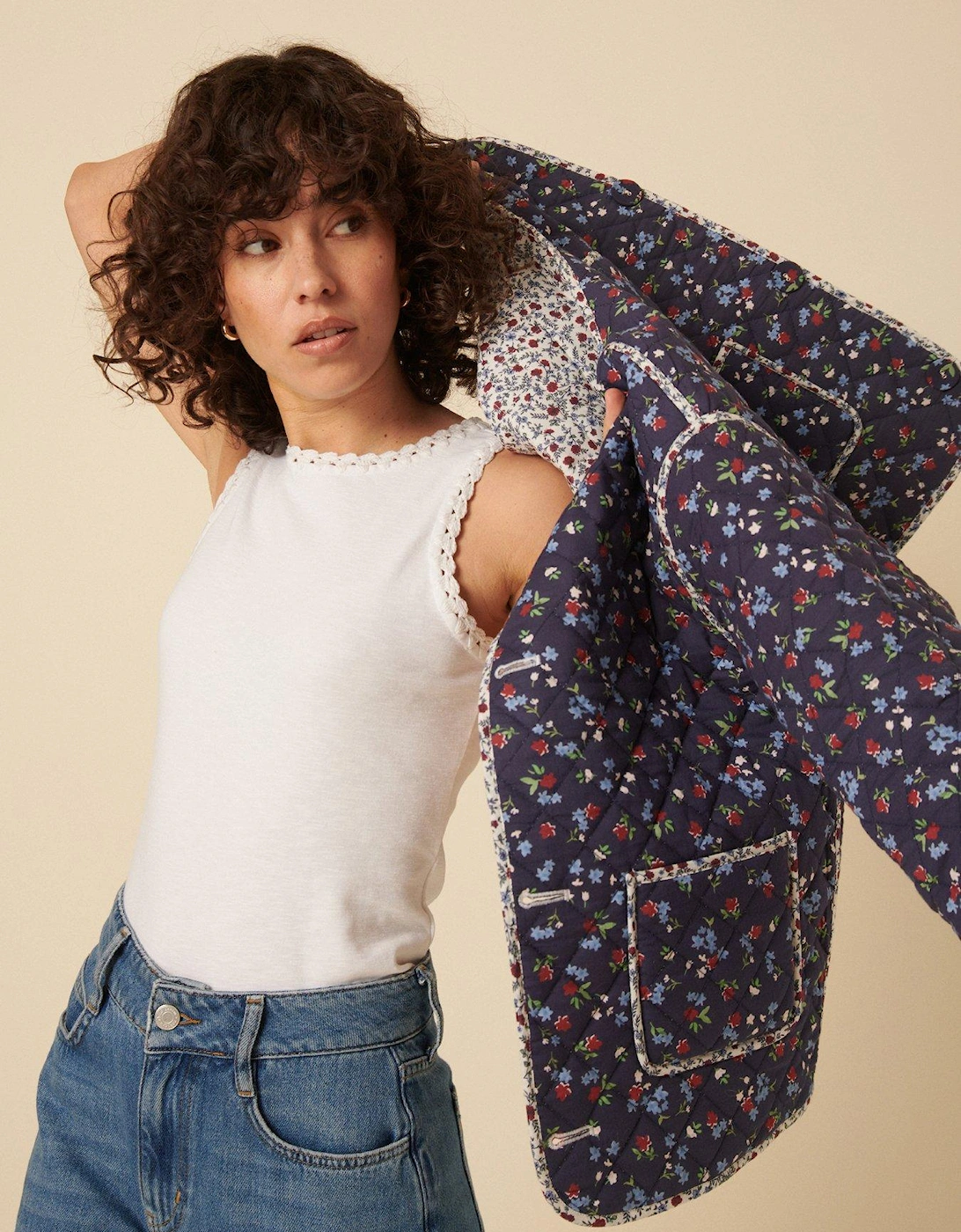 Quilted Reversible Jacket - Cream