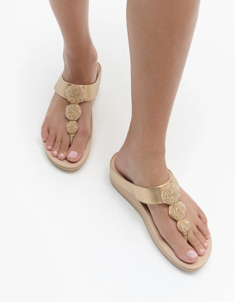 FINO BEADIE-BUTTON Womens Toe Post Sandals Platino