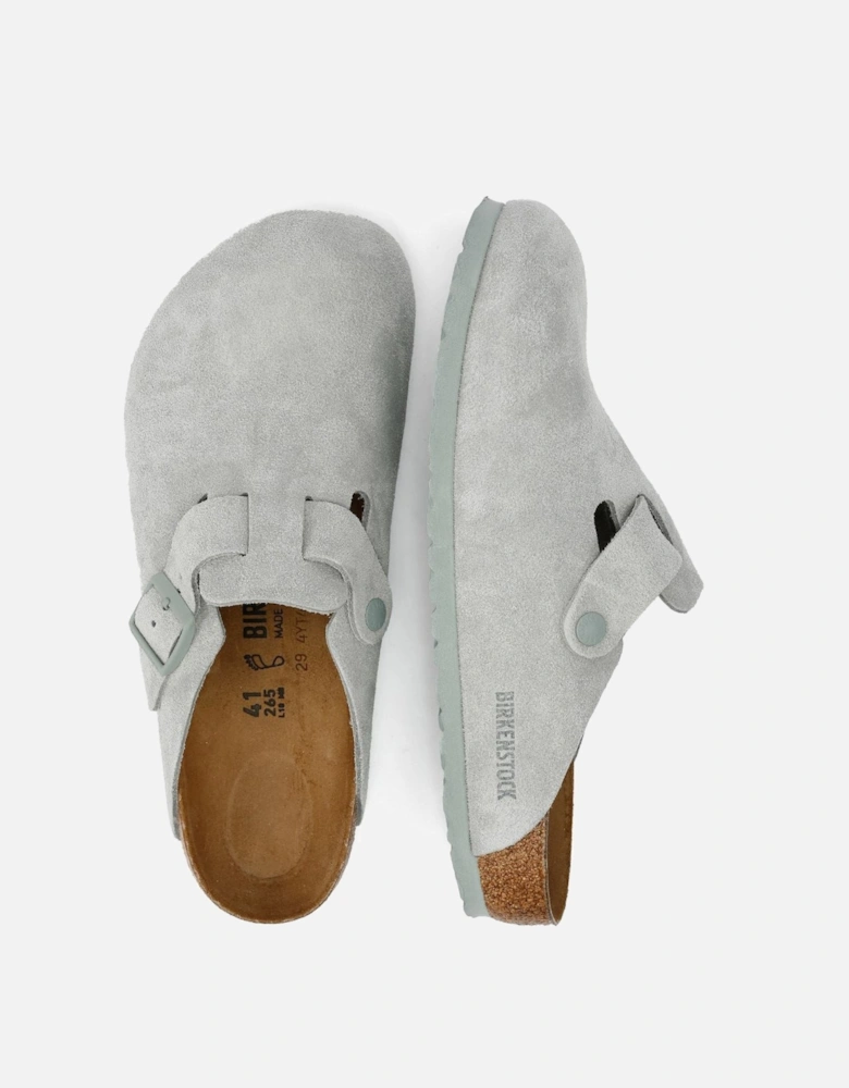 Suede Pure Sage Clogs