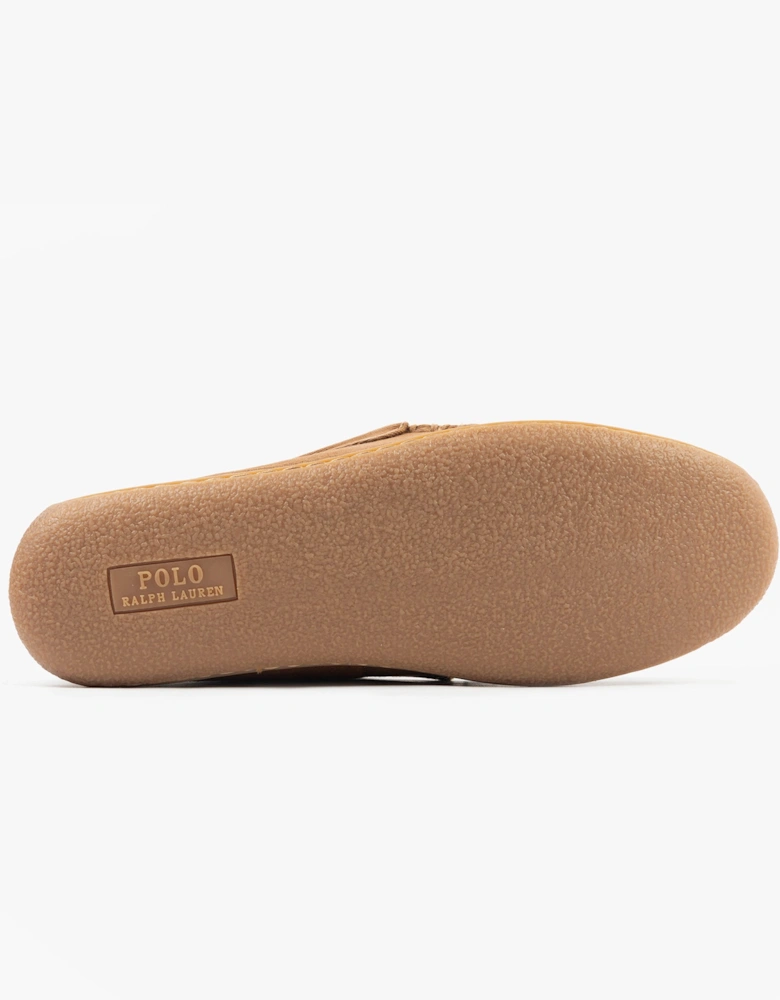 BRENAN Mens Slippers Tan Washed Twill/Navy
