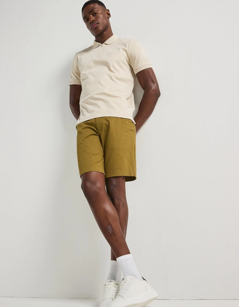 Liquid Touch Welt Zipped Polo Shirt - Beige