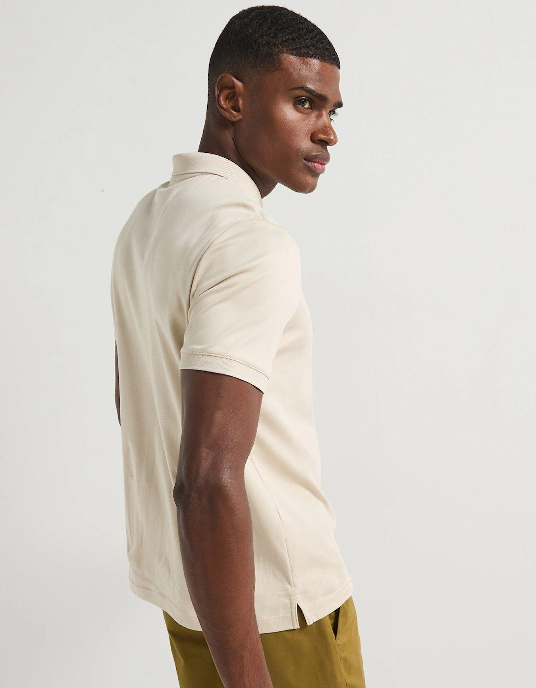 Liquid Touch Welt Zipped Polo Shirt - Beige