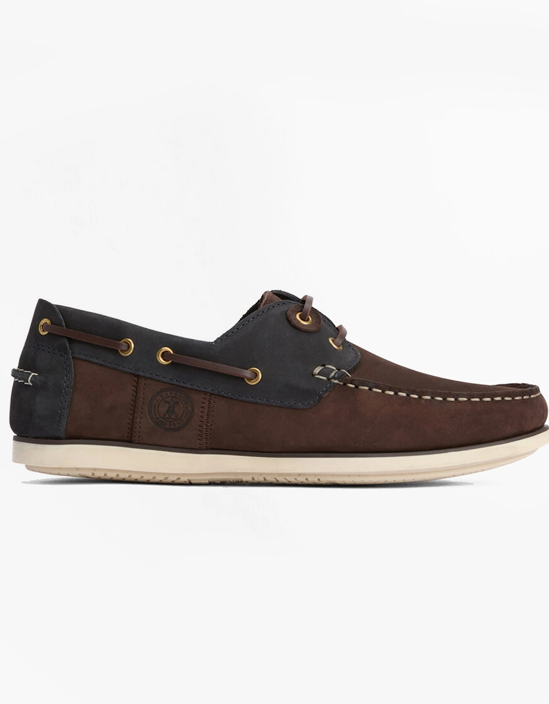Men's Barbour WAKE Mens Boat Shoes Brown/Navy - Size: 7