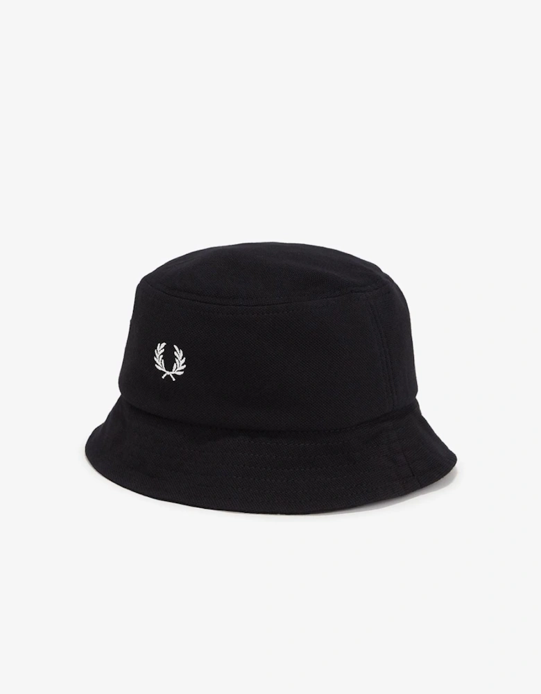 Pique Cotton Black Bucket Hats