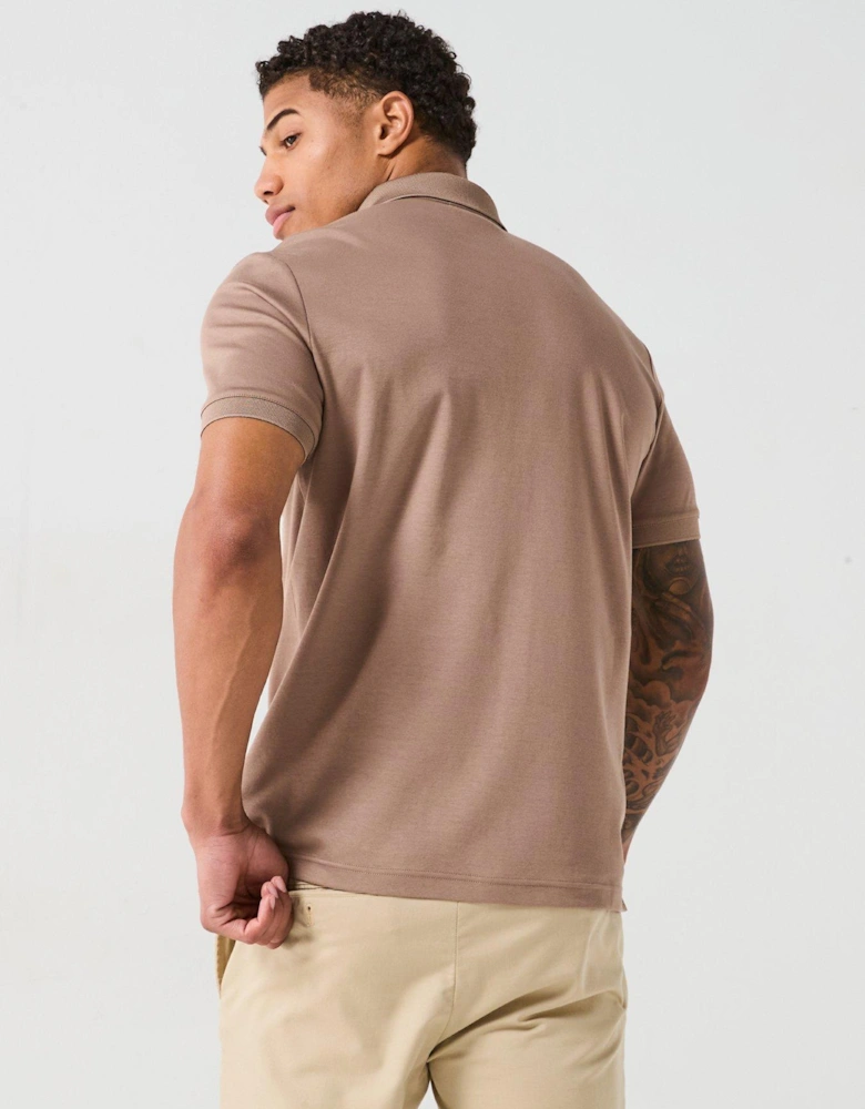 Liquid Touch Welt Zipped Polo Shirt - Light Brown