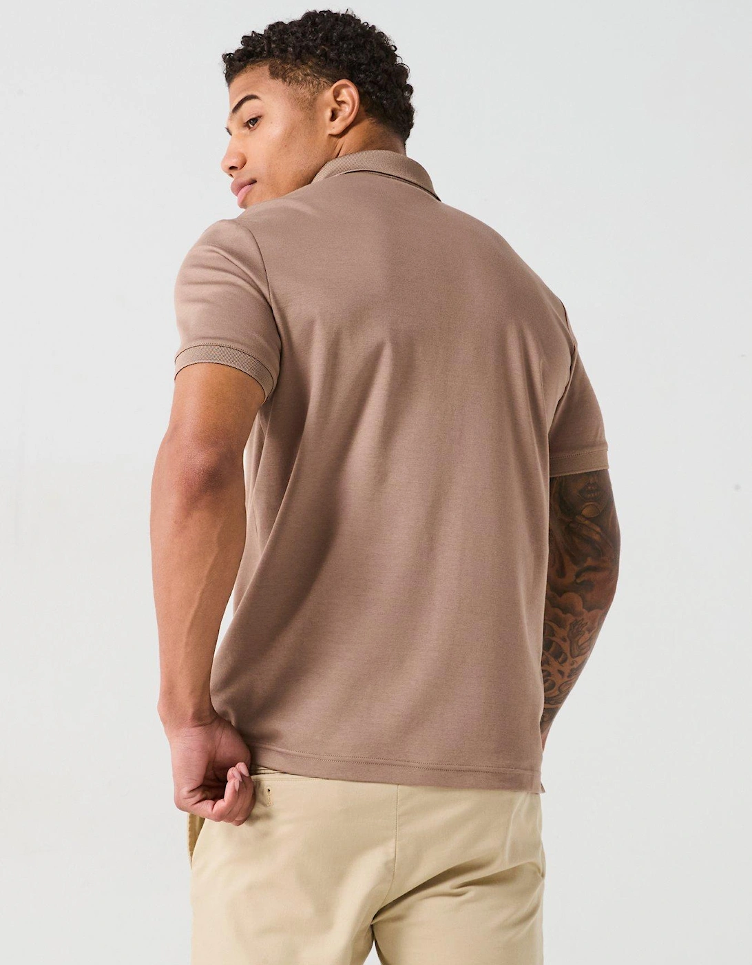 Liquid Touch Welt Zipped Polo Shirt - Light Brown