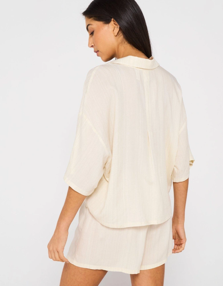 Short Sleeve Short Pyjama Set - Beige