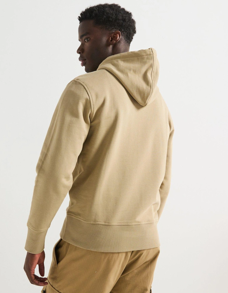 Serif Font Graphic Overhead Hoodie - Beige