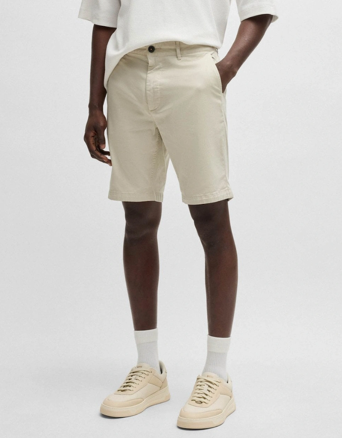 BOSS Orange Mens Slim Fit Chino Shorts in Stretch Cotton Twill, 2 of 1