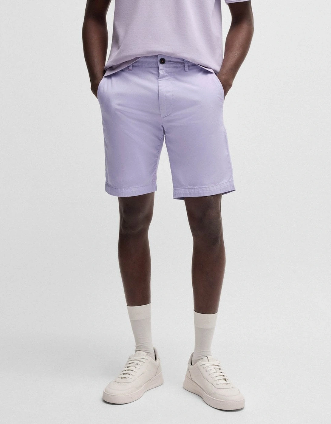 BOSS Orange Mens Slim Fit Chino Shorts in Stretch Cotton Twill, 5 of 4