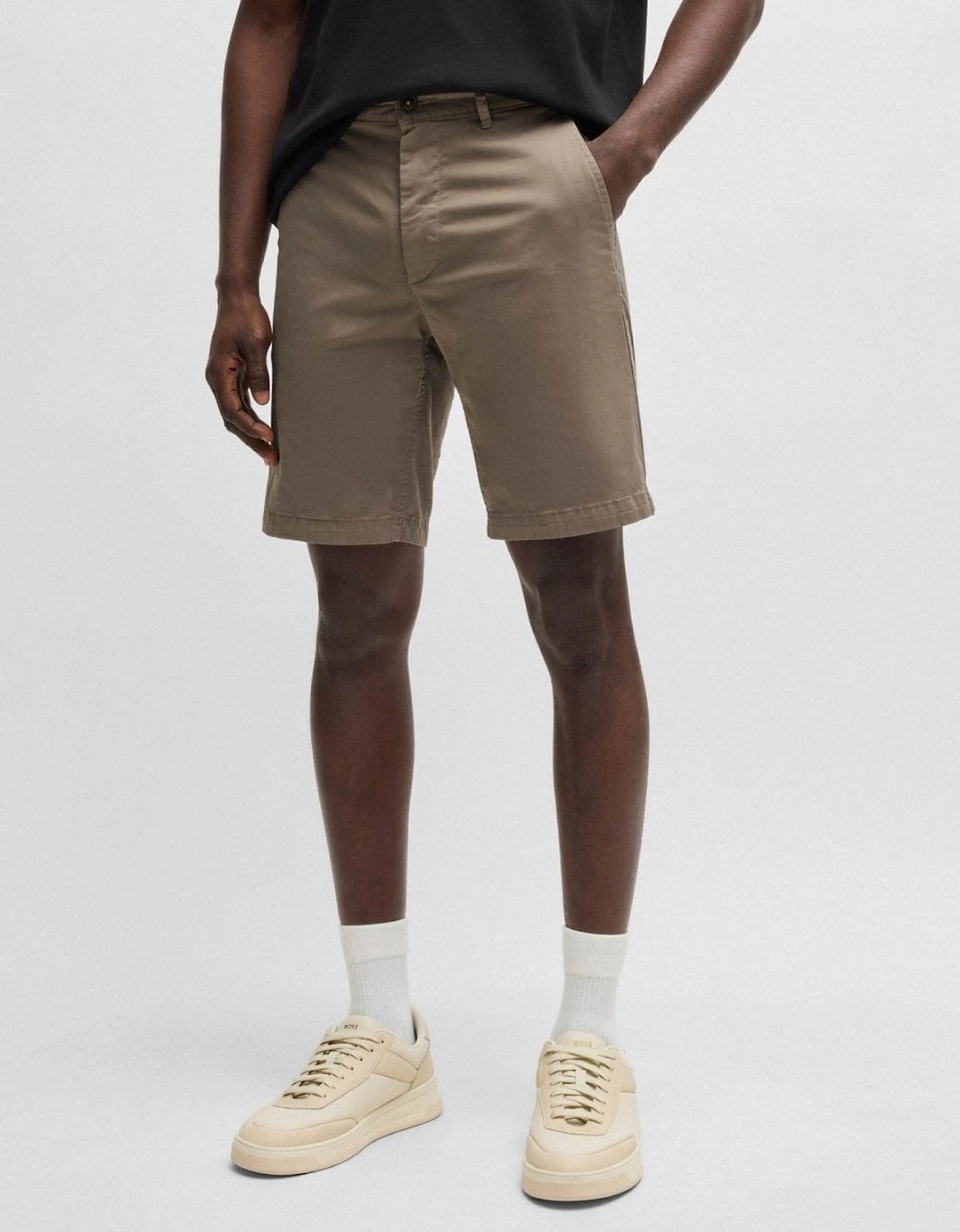 BOSS Orange Mens Slim Fit Chino Shorts in Stretch Cotton Twill, 2 of 1
