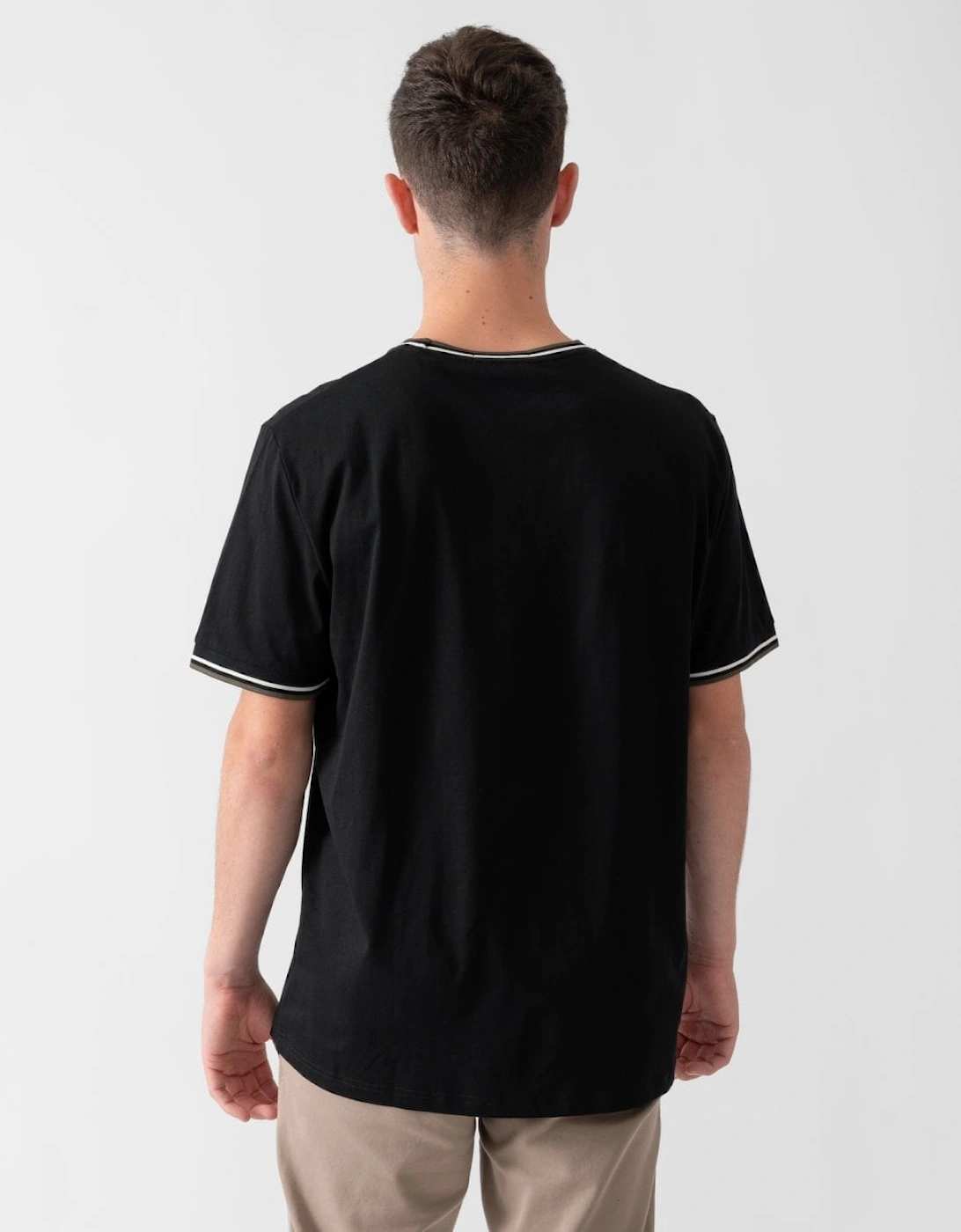 Fred Perry Mens Twin Tipped T-Shirt - Black/Ecru/Laurel Wreath Green W54