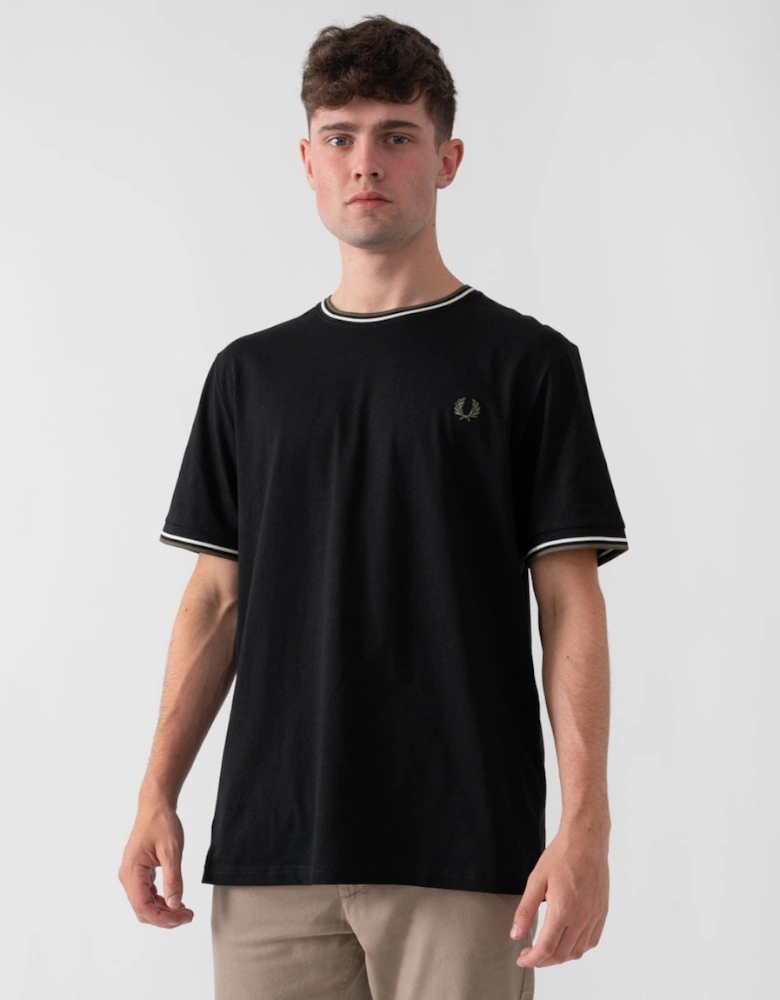 Fred Perry Mens Twin Tipped T-Shirt - Black/Ecru/Laurel Wreath Green W54