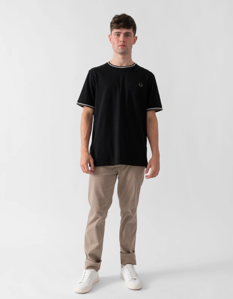 Fred Perry Mens Twin Tipped T-Shirt - Black/Ecru/Laurel Wreath Green W54