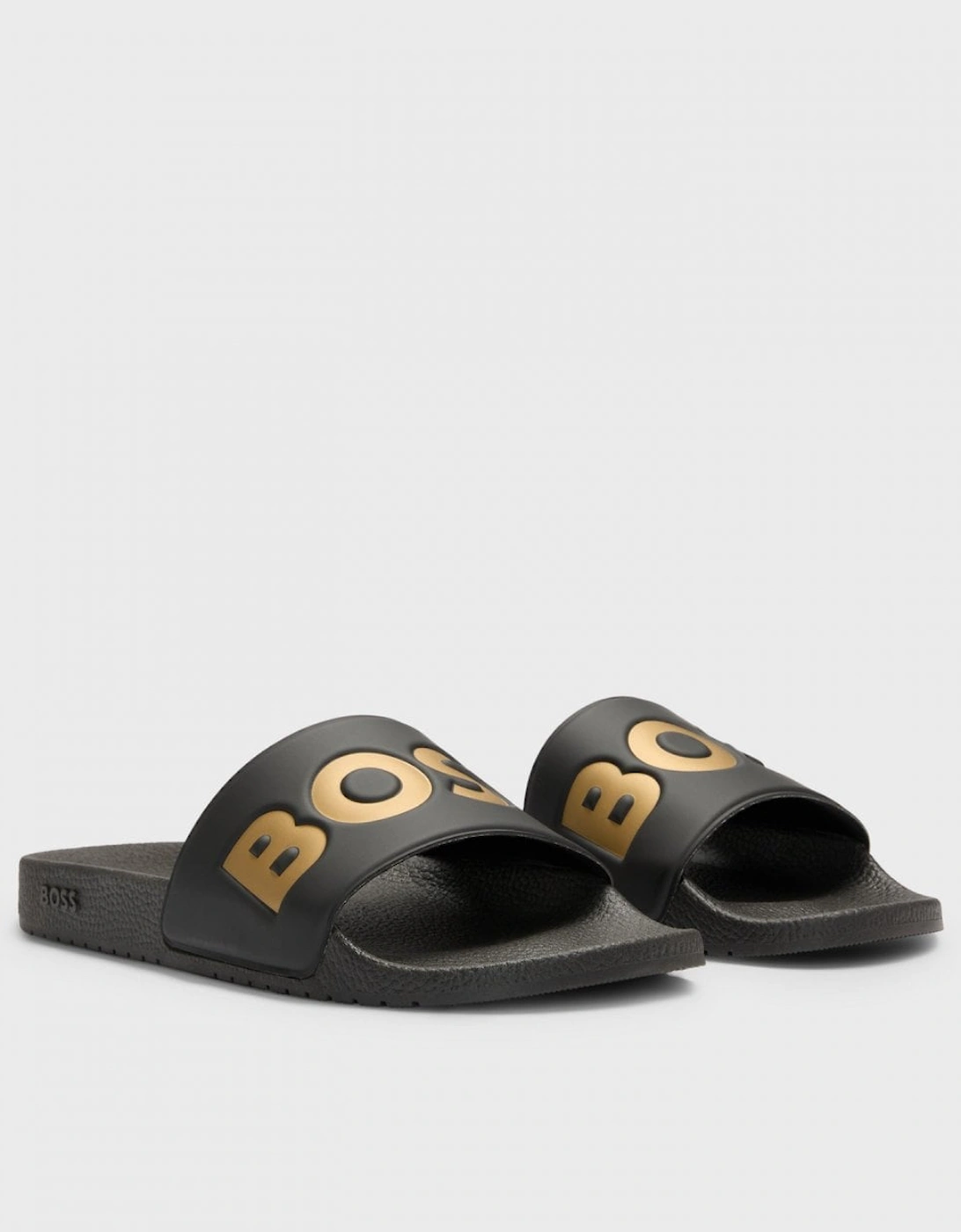Men's BOSS Orange Aryeh Mens Italian-Made Slides with Large Logo Detail NOS - Black 007 - Size: 11