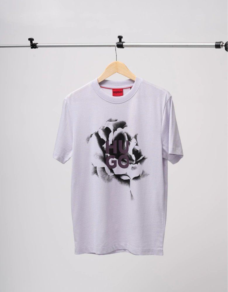 HUGO Dignitey Mens T-shirt with Floral Artwork and Logo