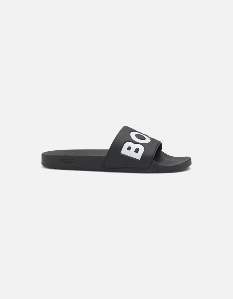 BOSS Orange Aryeh Mens Italian-Made Slides with Large Logo Detail NOS - Black 002