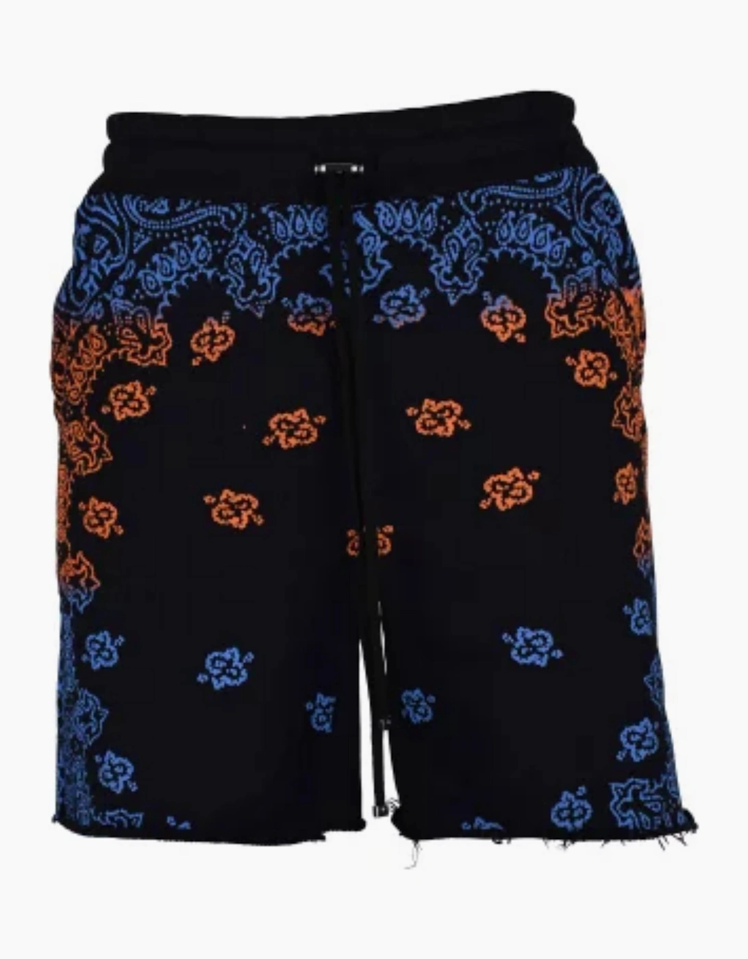 Amiri AMIRI BANDANA BLEACH SHORTS BLUE / ORANGE - Black