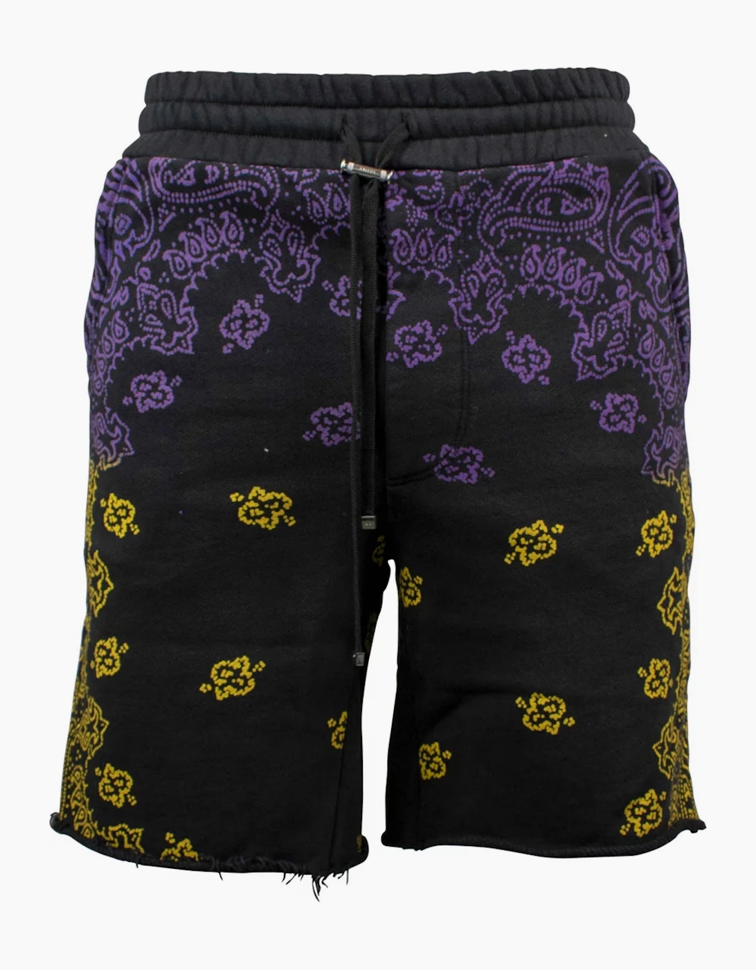 Amiri AMIRI BANDANA BLEACH SHORTS PURPLE / YELLOW - Black