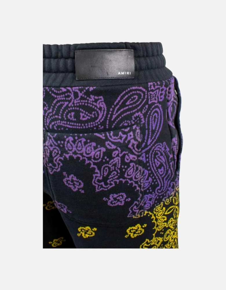 AMIRI BANDANA BLEACH SHORTS PURPLE / YELLOW