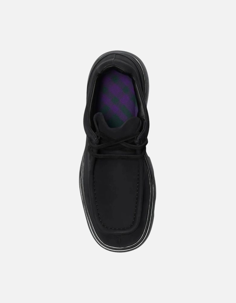 Black Lace Up Suede Derby Shoes