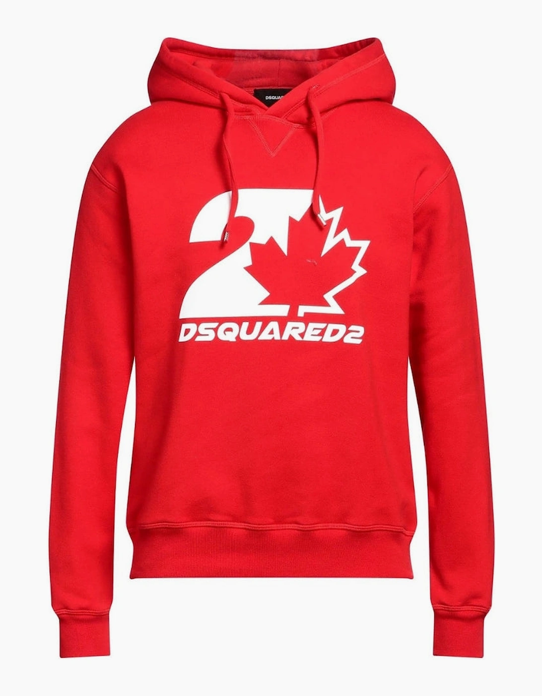 Dsquared2 Men's Red Cool Fit Maple Leaf Hoodie  42 Xl