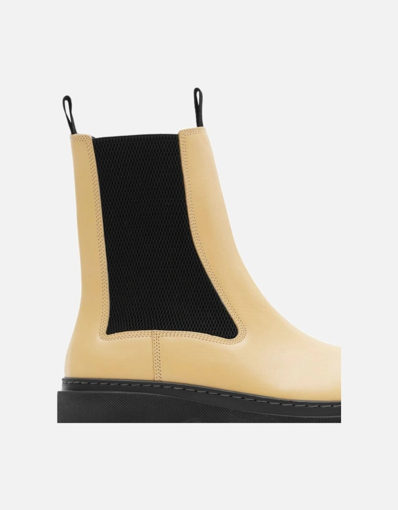 Creeper Custard Beige Leather Chelsea Boots