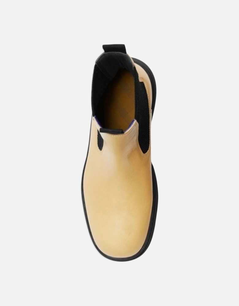 Creeper Custard Beige Leather Chelsea Boots