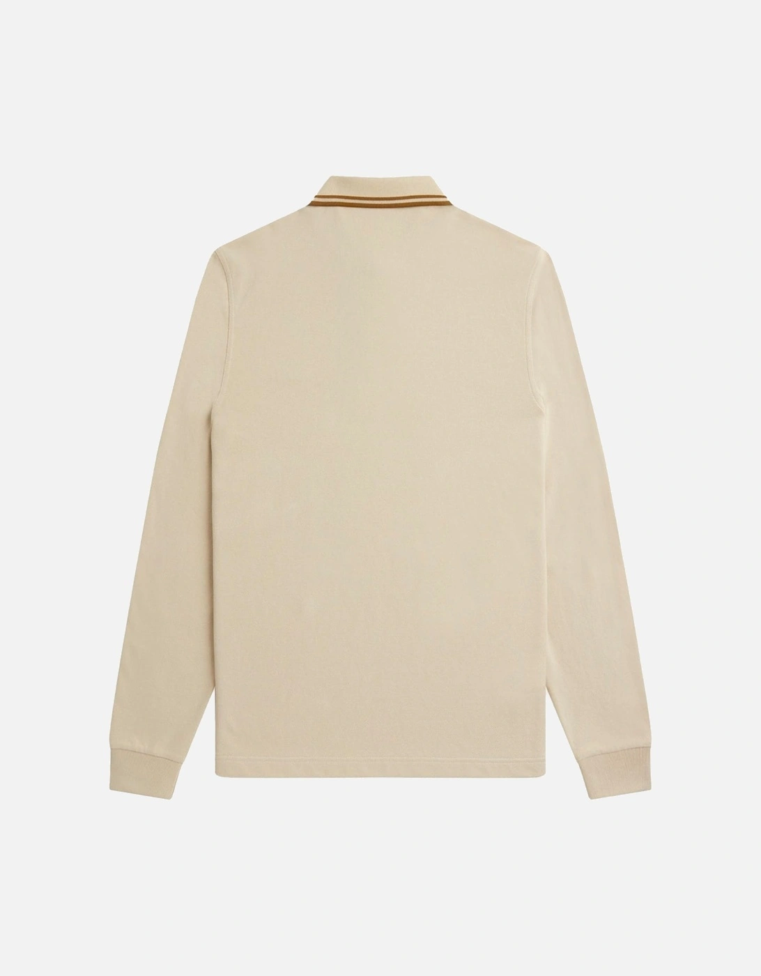 Long Sleeve Twin Tipped Oatmeal Beige Polo Shirt