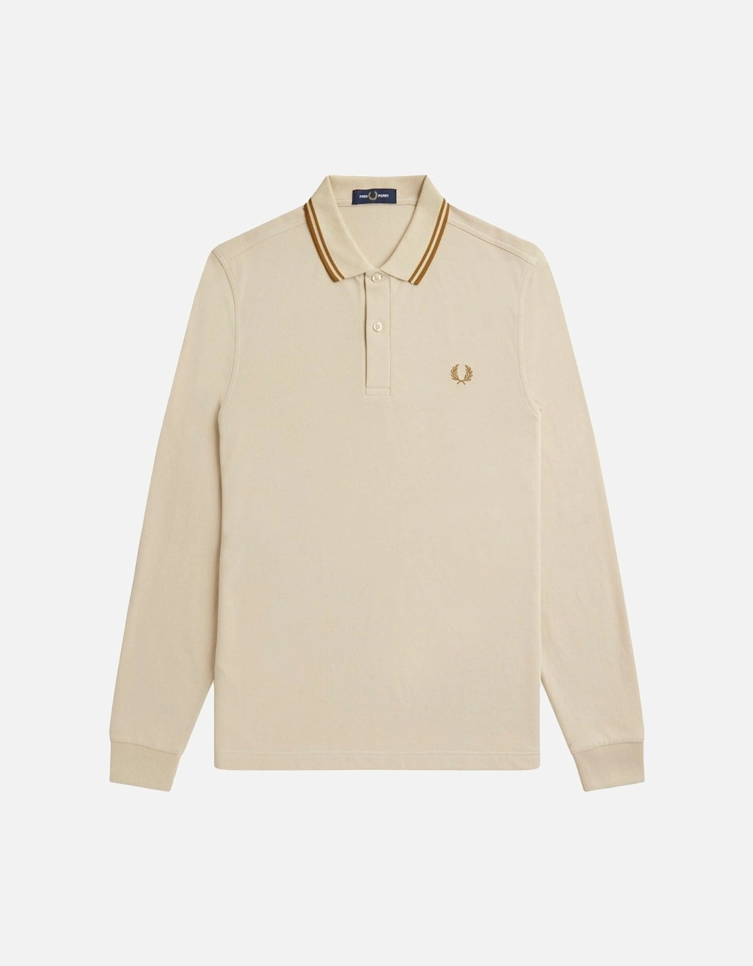 Long Sleeve Twin Tipped Oatmeal Beige Polo Shirt, 3 of 2