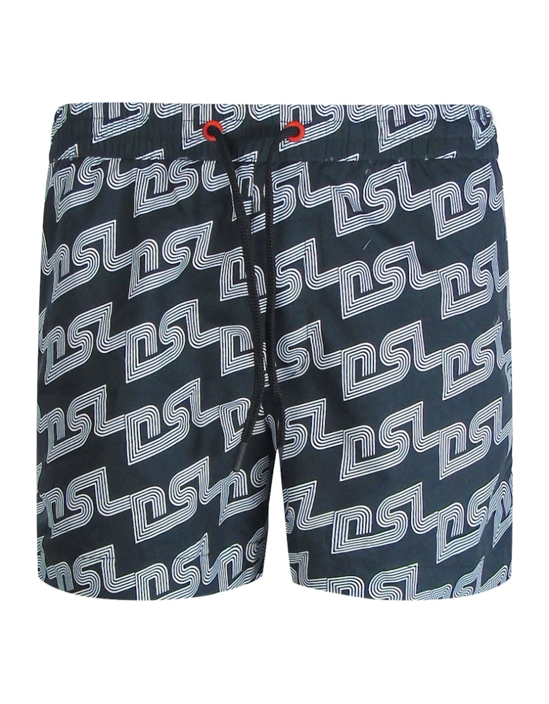 BMBX-KEN-37 All Over DSL Logo Black Beach Shorts