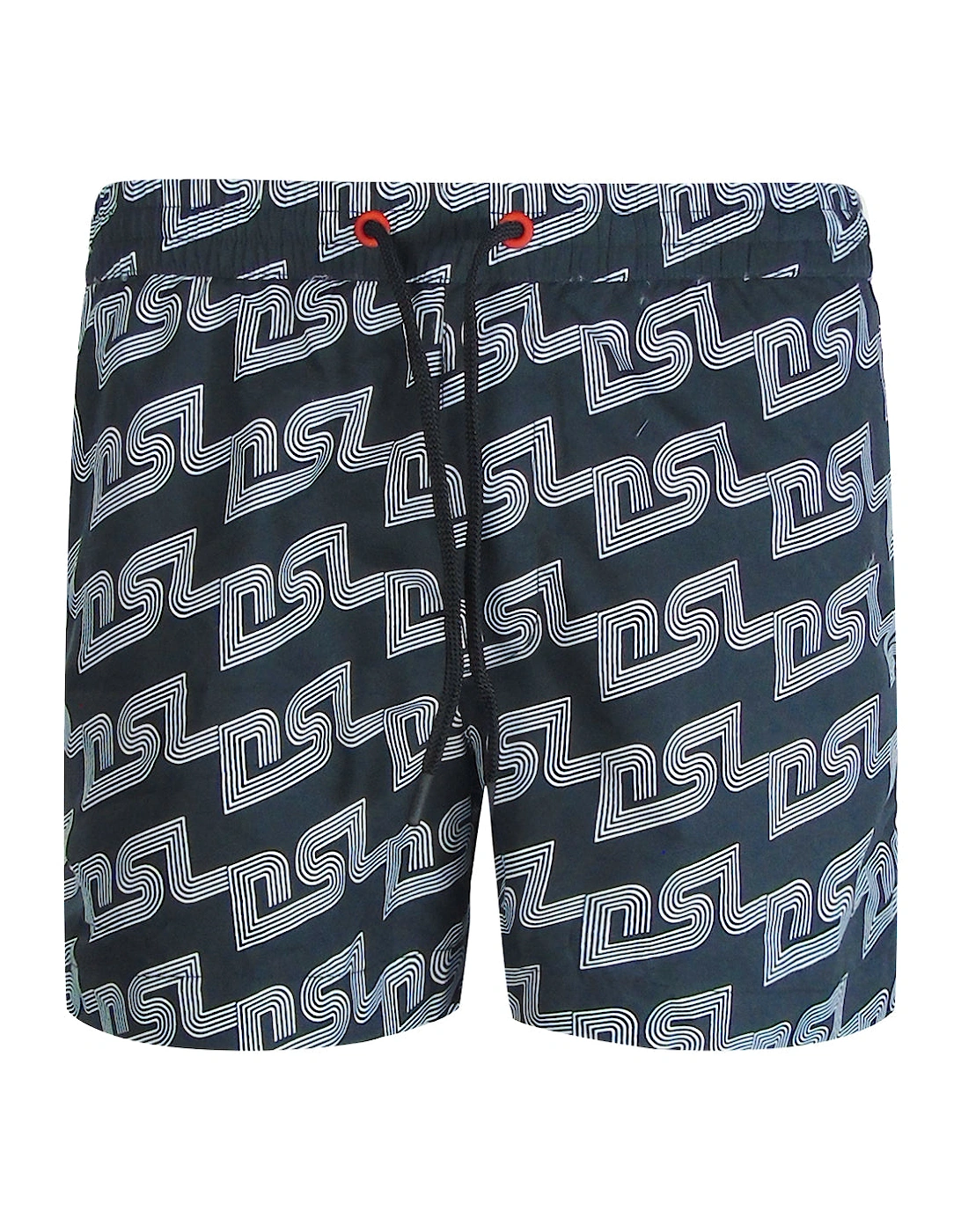 Men's Diesel BMBX-KEN-37 All Over DSL Logo Black Beach Shorts - Size: 37/36/32