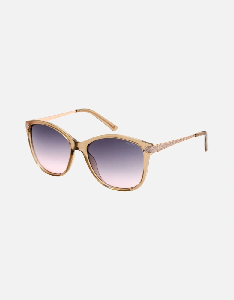 Gradient Bordeaux Lens Shiny Beige Framed Sunglasses