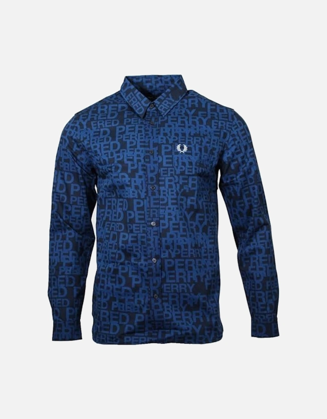 All-Over Logo Shaded Cobalt Long Sleeve Shirt, 3 of 2